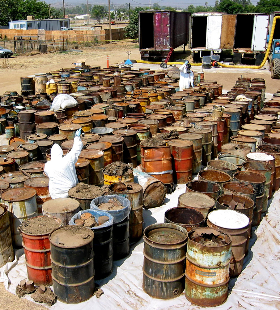 An outside holding area for barrel drums.