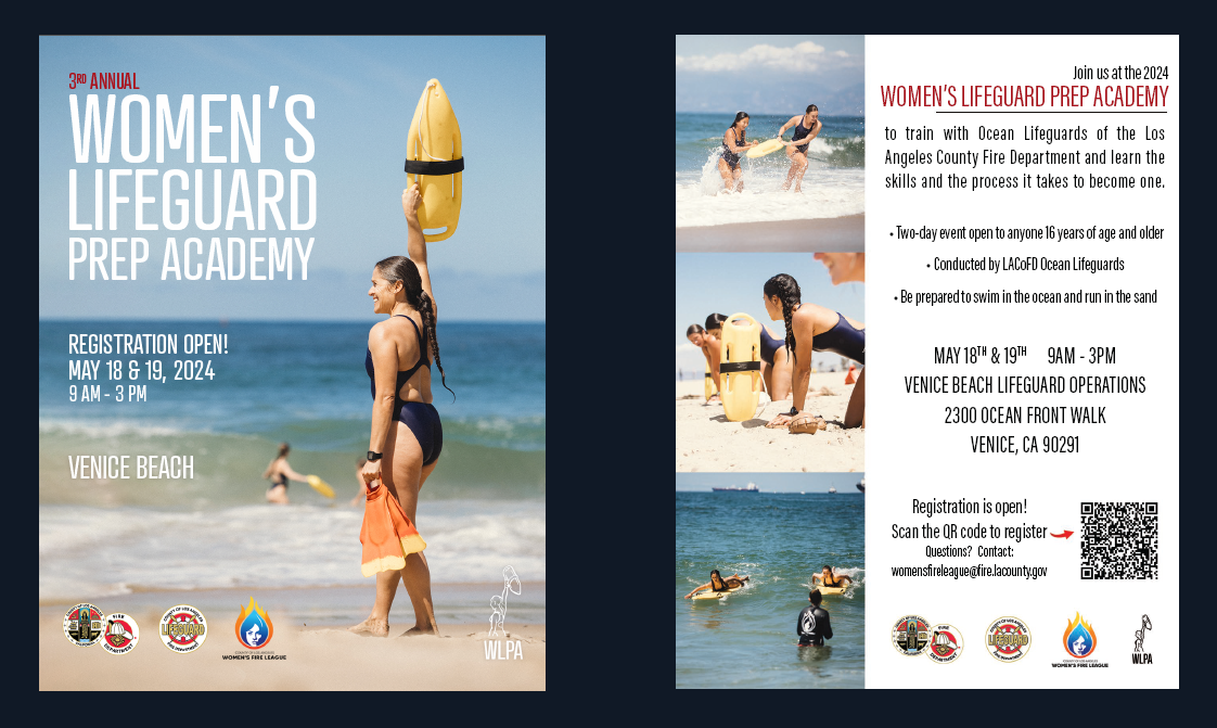 The County of Los Angeles Fire Department (LACoFD) and Women’s Fire League will host the third annual Women’s Lifeguard Prep Academy (WLPA) Opening Day.