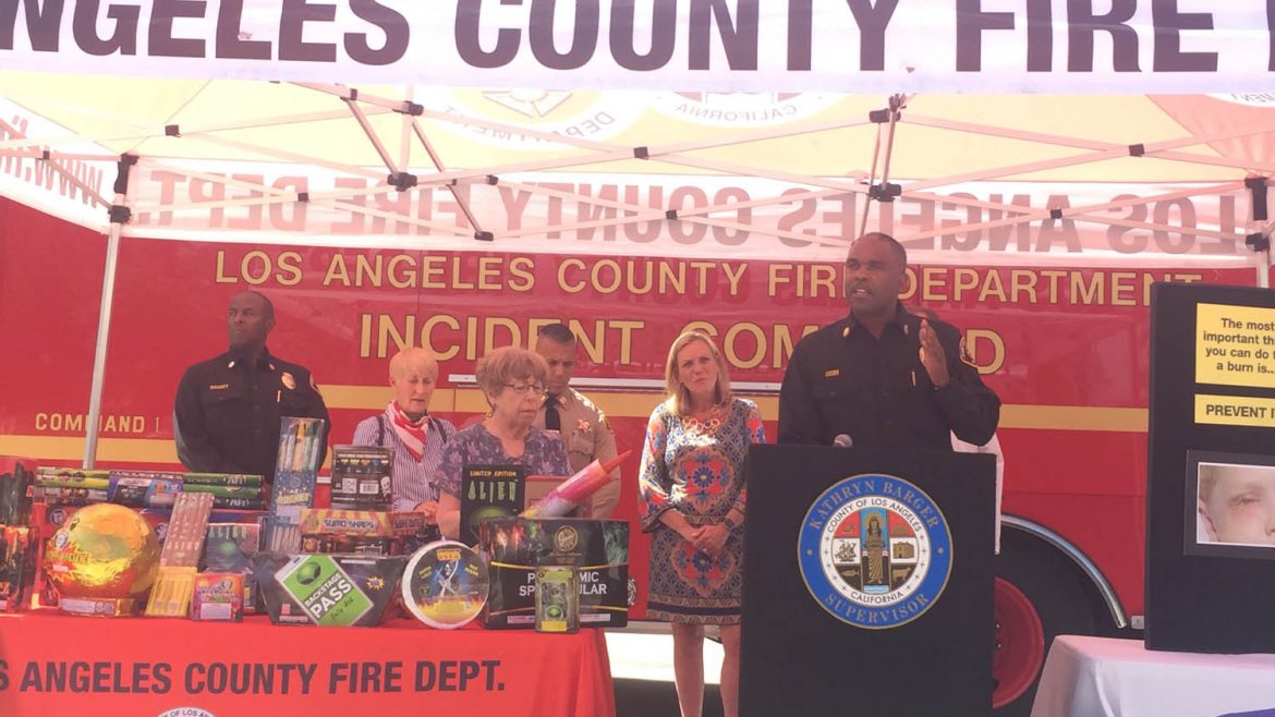Chief Osby speaking at the Barger Fireworks news conference.
