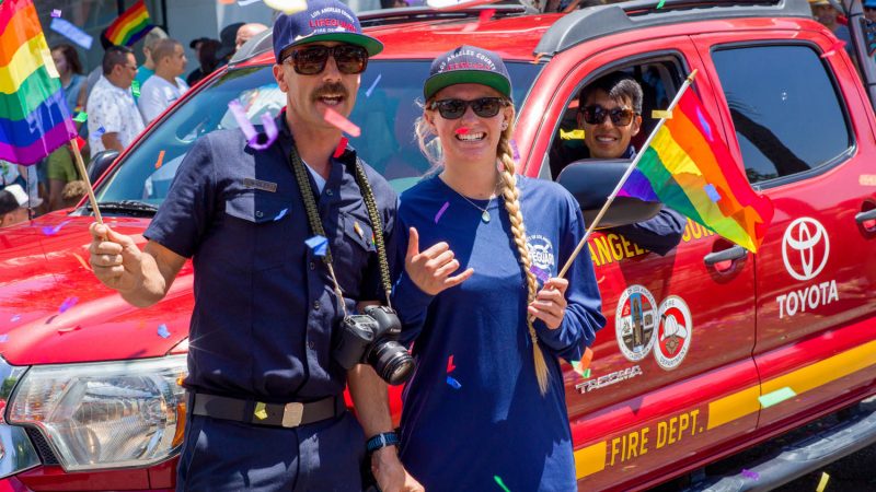 Firefighter at LA Pride Day.