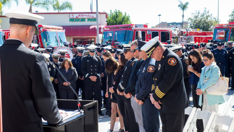 On Thursday, February 24, 2022, family, friends, and colleagues gathered to honor Los Angeles County Fire Department (LACoFD) Fire Captain Steven McCann at a flag ceremony held at Fire Station 166 in the City of El Monte.
