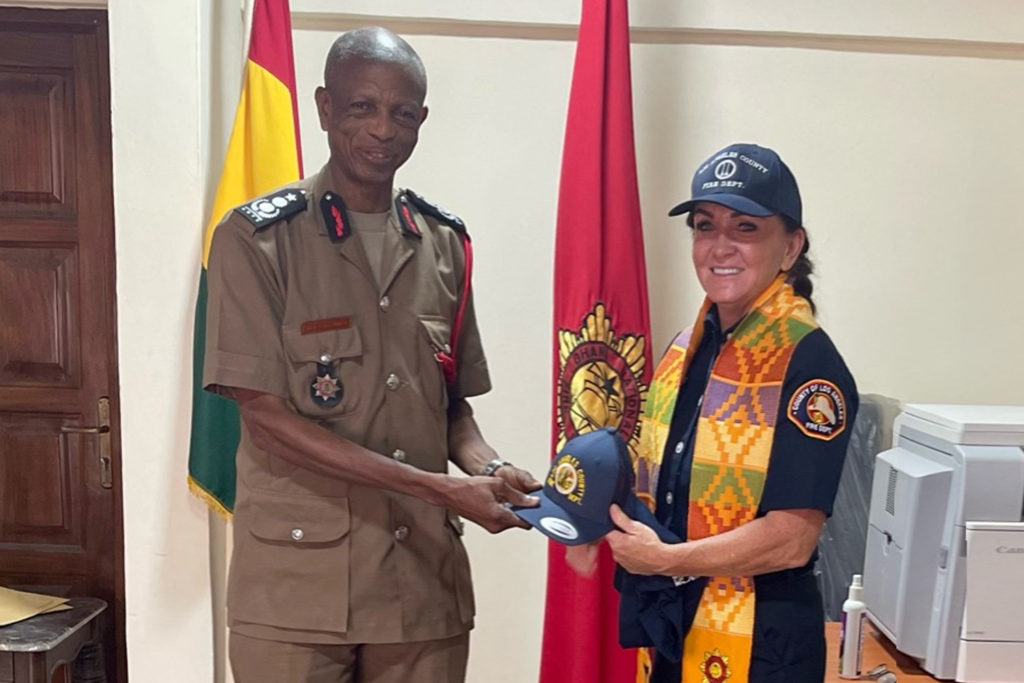 PIO Captain Visits with Ghana Fire Chief Fire Department