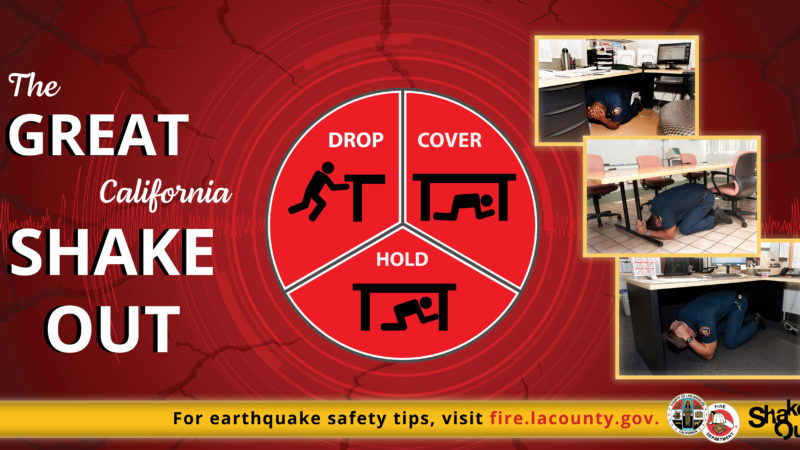 At exactly 10:20 a.m., on Thursday, October 20, 2022, the Los Angeles County Fire Department (LACoFD) joined millions of other Californians in the annual Shakeout Earthquake Exercise by performing the “drop, cover, and hold on” drill and conducting a post-earthquake emergency exit drill.