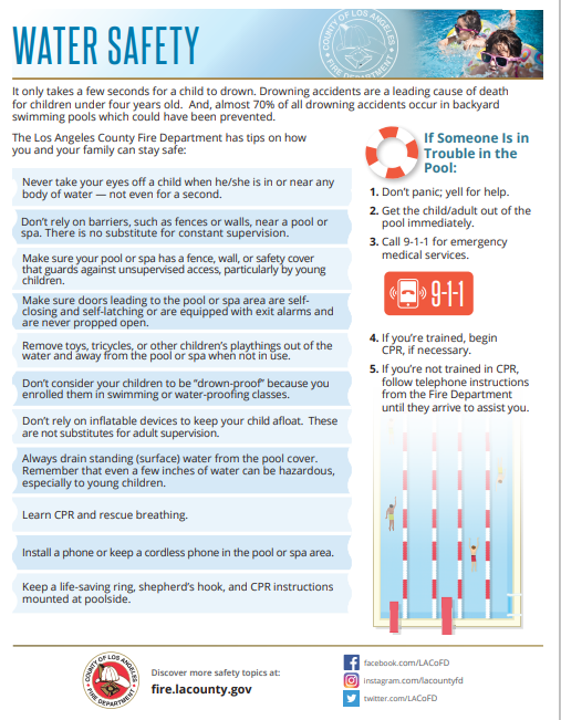 Water Safety Tips Picture – Fire Department