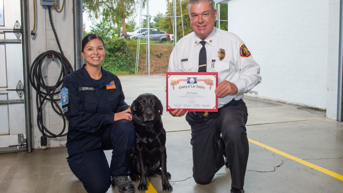 The County of Los Angeles Fire Department’s (LACoFD) California Task Force 2 Urban Search and Rescue (USAR) canine teams were honored for their recovery assistance after the wildfire in Maui, Hawaii on Wednesday, October 25, 2023.