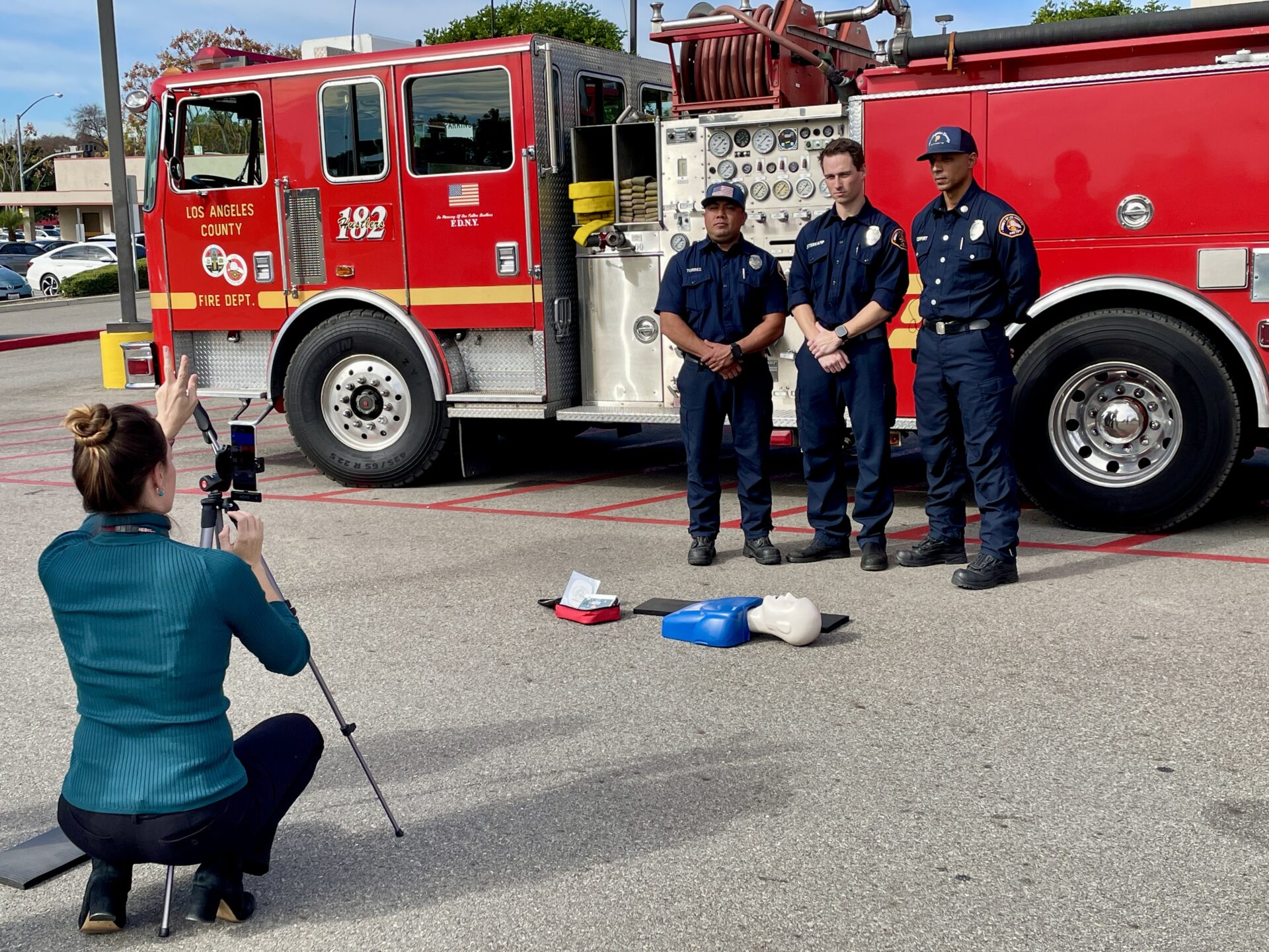 On Wednesday January 31, 2024, County of Los Angeles Fire Department (LACoFD) Engine 182 firefighters from the City of Pomona partnered with Pomona Valley Hospitals’ Heart and Vascular Center to film a Hands-Only CPR video.