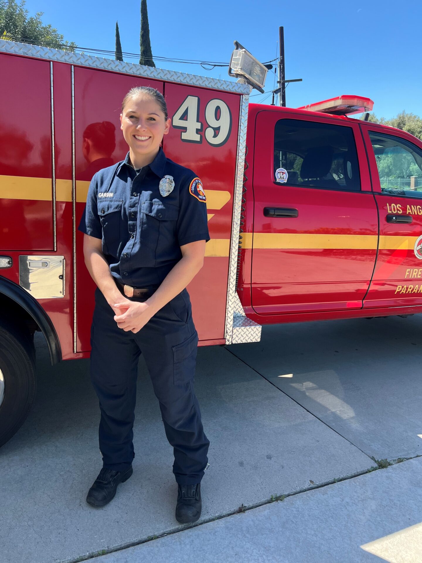 County of Los Angeles Fire Department Fire Fighter Paramedic (FFPM) Lauren Cardin was recently recognized by the Children’s Hospital of Orange County (CHOC) for her exemplary efforts during an emergency medical services (EMS) response involving a pediatric patient.