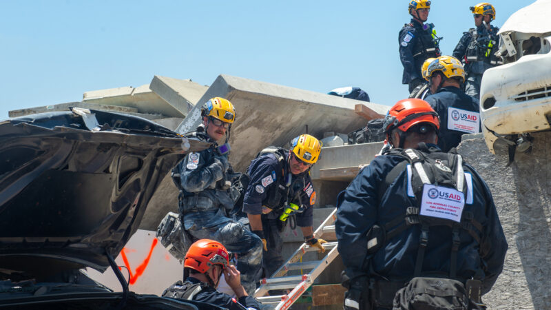The County of Los Angeles Fire Department’s urban search and rescue (USAR) team, known internationally as USA-2, successfully completed a 36-hour training exercise and evaluation by international experts last week at the Del Valle Regional Training Center to continue deploying to disasters around the world.