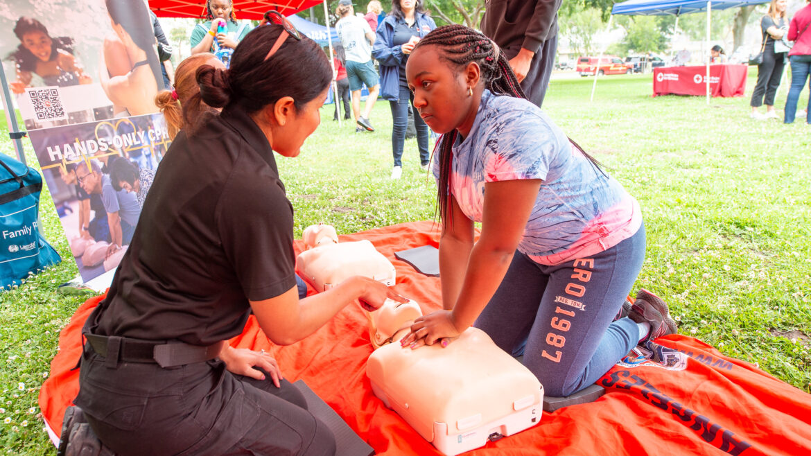 On Thursday, June 6, 2024, the County of Los Angeles Fire Department (LACoFD) joined the Los Angeles County Emergency Medical Services Agency, Public Health, the Long Beach Fire Department, American Heart Association, American Red Cross, and various community organizations at the 12th annual Sidewalk Cardiopulmonary Resuscitation (CPR) Day news conference held at El Dorado Park-West in the City of Long Beach.