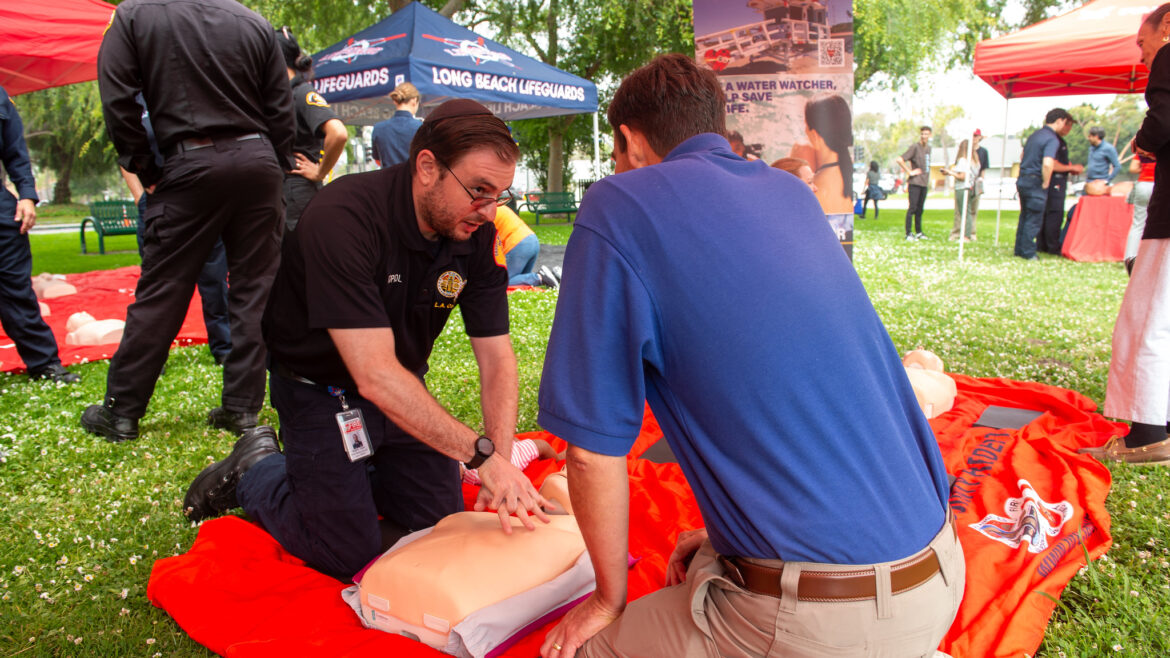 On Thursday, June 6, 2024, the County of Los Angeles Fire Department (LACoFD) joined the Los Angeles County Emergency Medical Services Agency, Public Health, the Long Beach Fire Department, American Heart Association, American Red Cross, and various community organizations at the 12th annual Sidewalk Cardiopulmonary Resuscitation (CPR) Day news conference held at El Dorado Park-West in the City of Long Beach.