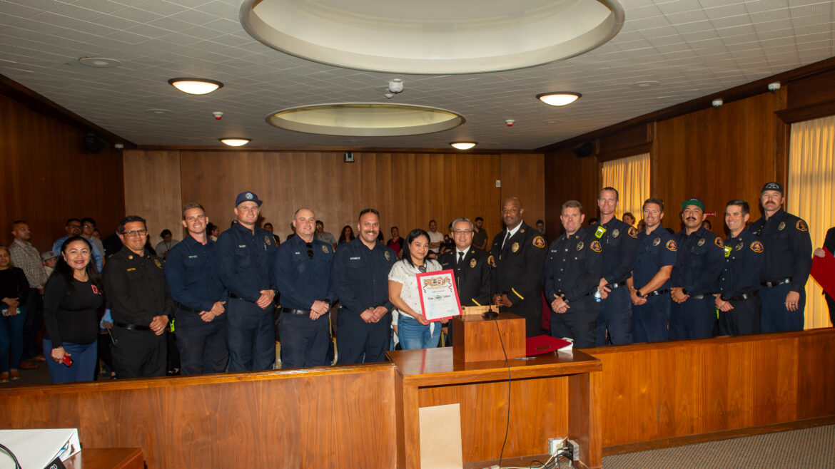 County of Los Angeles Fire Department (LACoFD) team members attended the Huntington Park City Council meeting on Tuesday, June 4, 2024, to express their gratitude to three Good Samaritans.