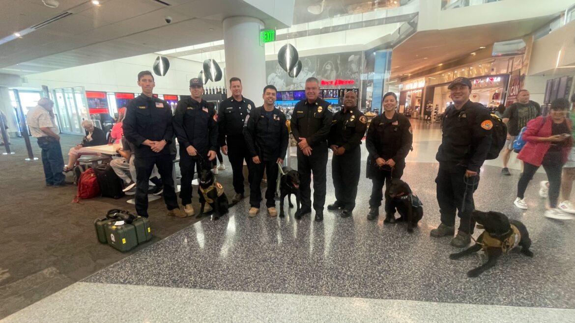 On Wednesday, June 26, 2024, the County of Los Angeles Fire Department (LACoFD) welcomed home its K-9 Human Remains Detection (HRD) teams after a multi-day deployment to Ruidoso, New Mexico to support recovery efforts following the Salt and South Fork wildfires.
