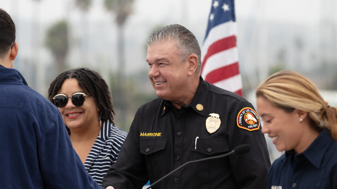 On Sunday, September 29, 2024, the County of Los Angeles Fire Department’s (LACoFD) Lifeguard Division held a Junior Lifeguard Cadet Program graduation ceremony at the Department of Beaches and Harbors Boat House at Burton Chase Park in Marina del Rey.