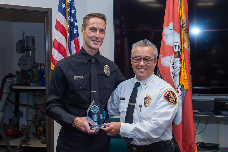 On Tuesday, November 12, 2024, County of Los Angeles Fire Department (LACoFD) Fire Fighter Specialist (FFS) Ryan Gennaro was honored as the Fire Prevention Division’s 32nd Annual Perpetual Award of Excellence recipient.