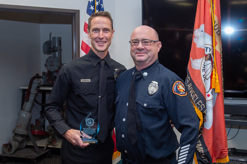 On Tuesday, November 12, 2024, County of Los Angeles Fire Department (LACoFD) Fire Fighter Specialist (FFS) Ryan Gennaro was honored as the Fire Prevention Division’s 32nd Annual Perpetual Award of Excellence recipient.