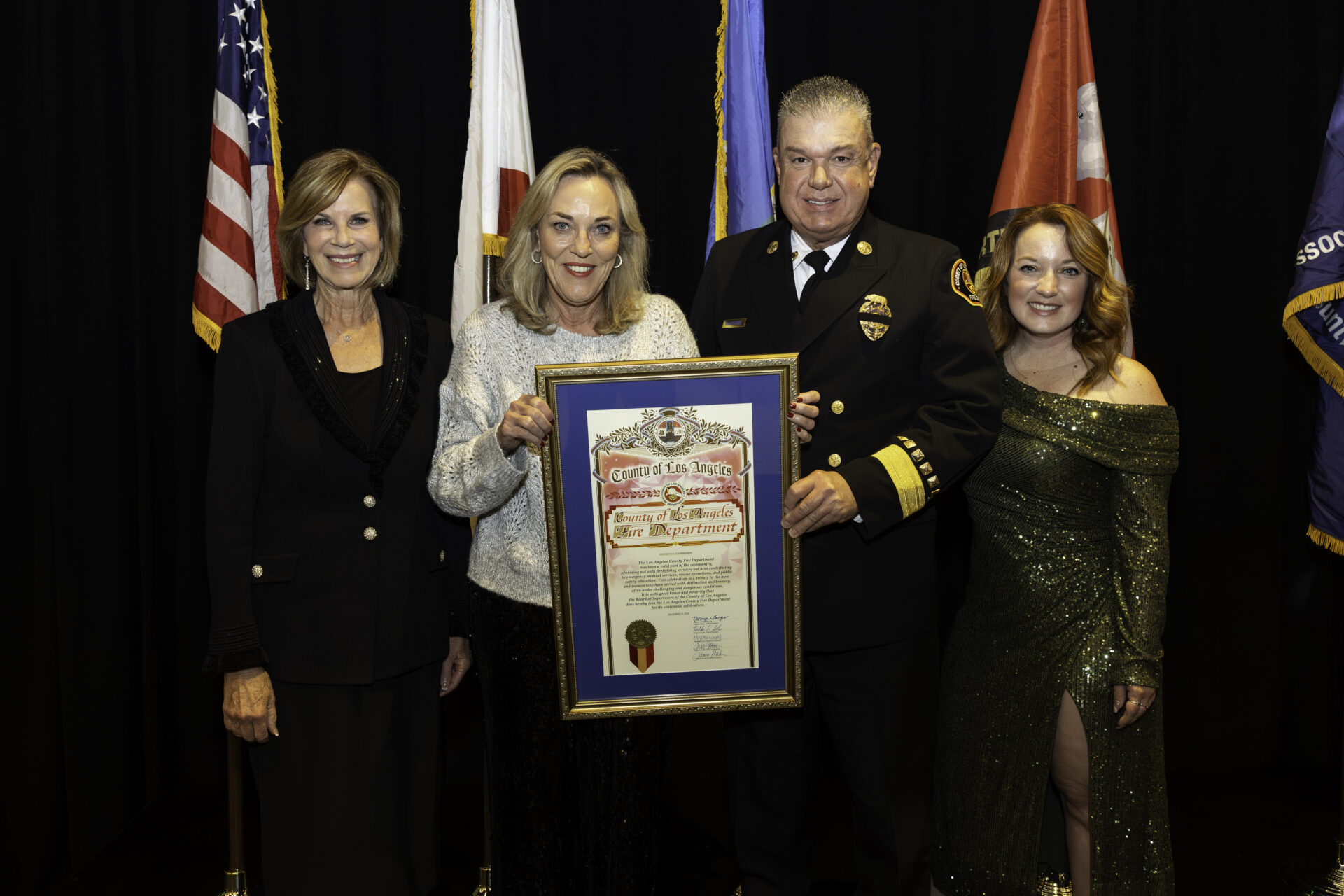 On Friday, December 13, 2024, the County of Los Angeles Fire Department (LACoFD) celebrated its 100th anniversary with a spectacular Centennial Gala held at The Commons located on the Universal Studios Backlot in Universal City.