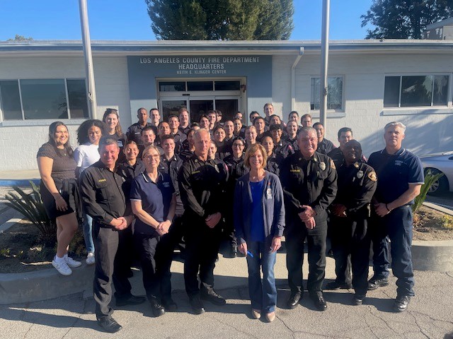 On Friday, December 6, 2024, Los Angeles County Fourth District Supervisor Janice Hahn joined County of Los Angeles Fire Department (LACoFD) for a visit with the California Firefighter Joint Apprenticeship Committee (Cal-JAC) Paramedic Academy participants at the LACoFD Headquarters facility.