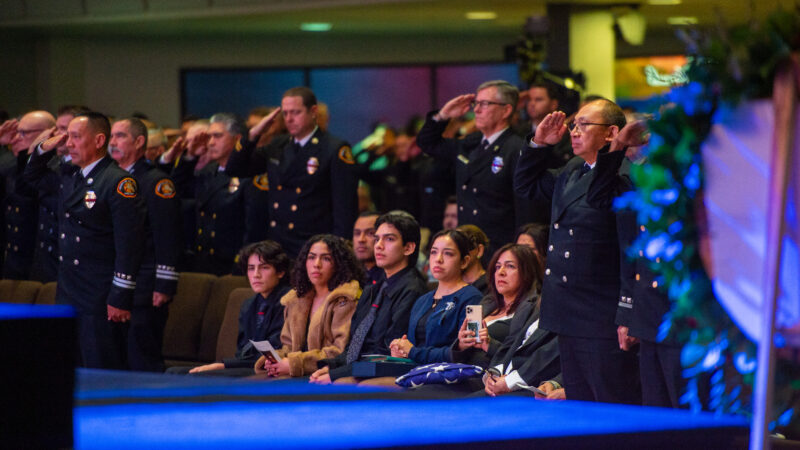 County of Los Angeles Fire Department (LACoFD) Fire Chief Anthony C. Marrone was joined by County of Los Angeles dignitaries, the Executive Team, the International Association of Fire Fighters Local 1014, and Department team members to honor the life of fallen Fire Captain Michael H. Mercado.