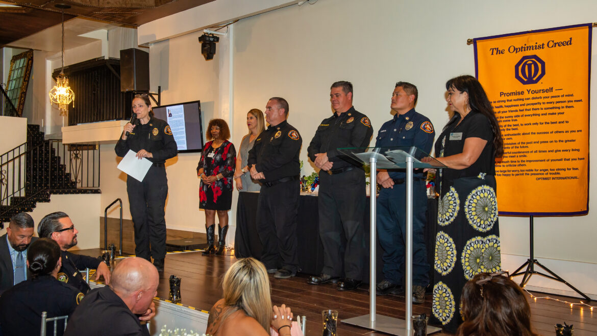 On Thursday, August 21, 2025, the City of Pomona Optimist Club presented the Public Safety Award to Fire Fighter Specialist Tracy Sizemore during an award ceremony at the Metro Event Center in Downtown Pomona.