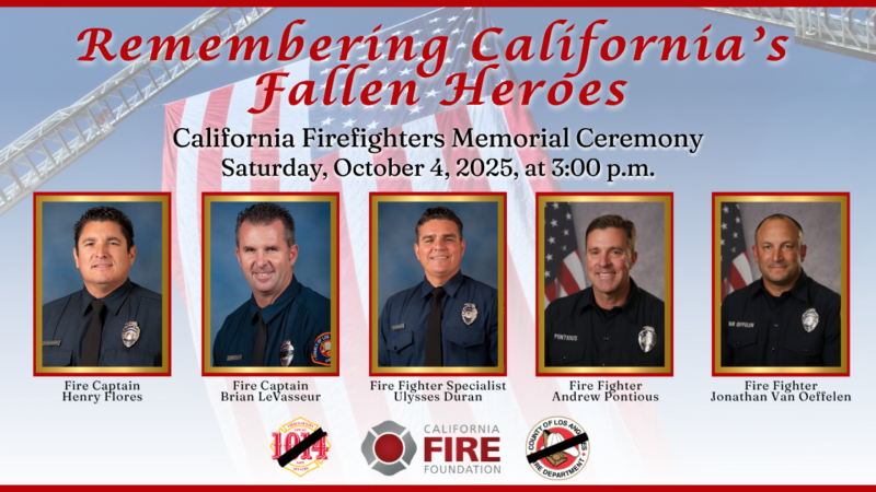 The California Fire Foundation hosted the 23rd annual California Firefighters Memorial Ceremony on Saturday, October 4, 2025.