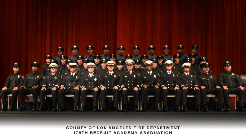 On Friday, October 24, 2025, the County of Los Angeles Fire Department (LACoFD) hosted a formal graduation ceremony to celebrate Recruit Academy 178 at the Rosco C. Ingalls Auditorium at East Los Angeles College.