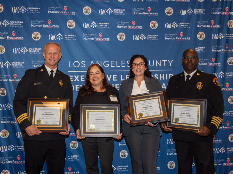 On Wednesday, December 10, 2025, the Los Angeles County Department of Human Resources recognized County of Los Angeles Fire Department (LACoFD) Deputy Fire Chief Robert Harris, Assistant Fire Chief Derrick Chapman, and Division Manager Sonia Gutierrez for having successfully completed the Executive Leadership Development Program (ELDP).
