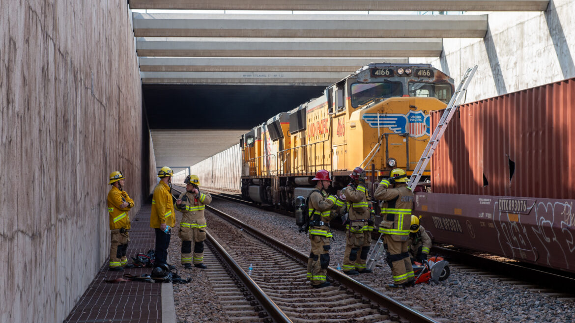 On Sunday, March 22, 2026, the County of Los Angeles Fire Department (LACoFD) participated in the Alameda Corridor Transportation Authority's (ACTA) annual training exercise.