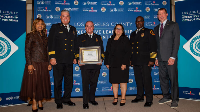 On Thursday, May 14, 2026, Fire Chief Anthony C. Marrone joined with County peers at The Huffington Center in Los Angeles to celebrate graduates of the Los Angeles County Department of Human Resources (DHR) Executive Leadership Development Program (ELDP).