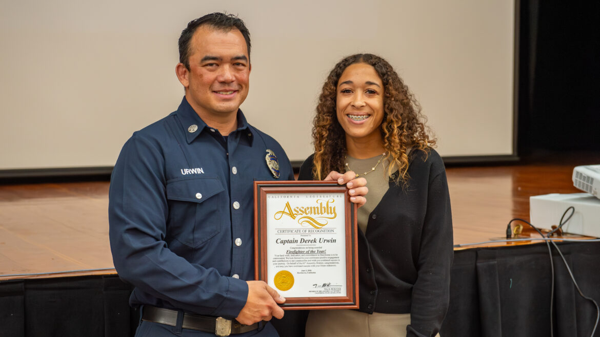 On Wednesday, June 3, 2026, the City of Hawthorne, in collaboration with the local Kiwanis and Rotary Clubs, honored County of Los Angeles Fire Department (LACoFD) Fire Captain Derek Urwin as the city’s Firefighter of the Year.