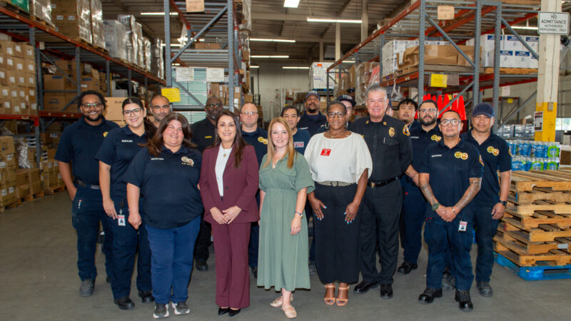 On Wednesday, July 8, 2026, Fire Chief Anthony C. Marrone stood alongside Los Angeles County Third District Supervisor Lindsey Horvath to receive a $968,000 grant from Congressmember Luz Rivas to update the Department’s Pacoima Supply Warehouse.